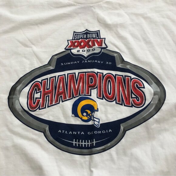 Vintage 2000 St. Louis Rams Super Bowl Champions Mens XL White T Shirt - Picture 2 of 6